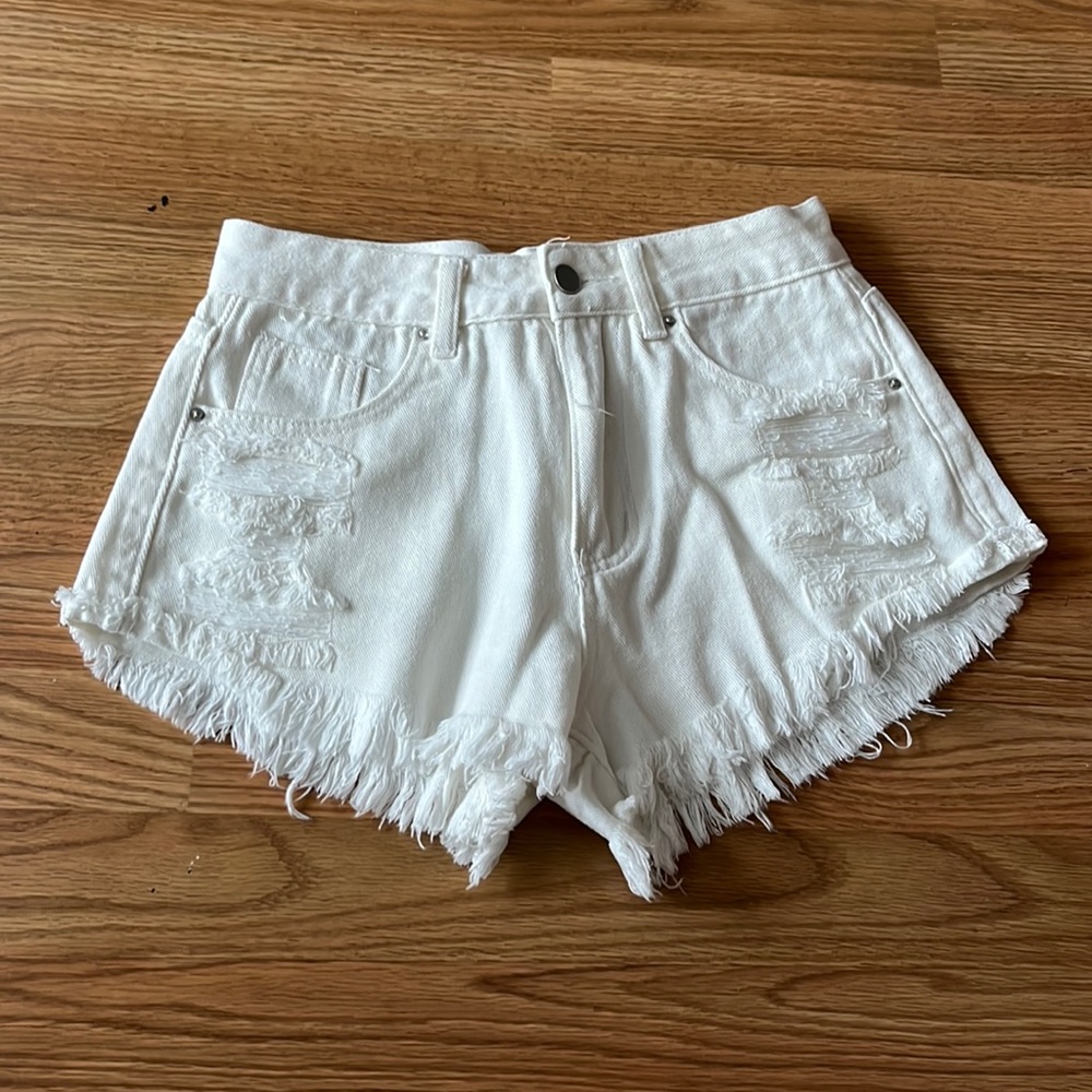 White denim shorts